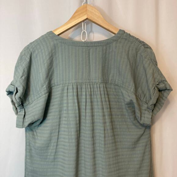 Sonoma Light Teal Green Blue Button Front V-Neck Short Dolman Sleeve Mini Dress - Picture 11 of 11